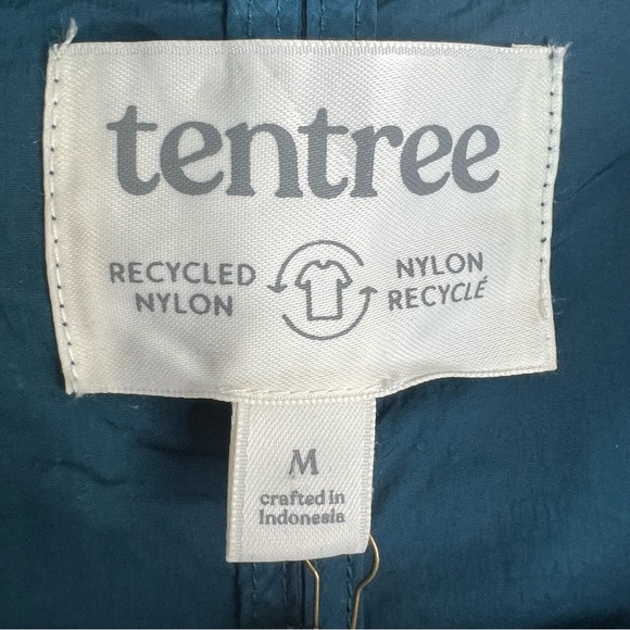 NWT TENTREE teal blue women's recycled nylon long jacket in reflecting pond M - Picture 15 of 17
